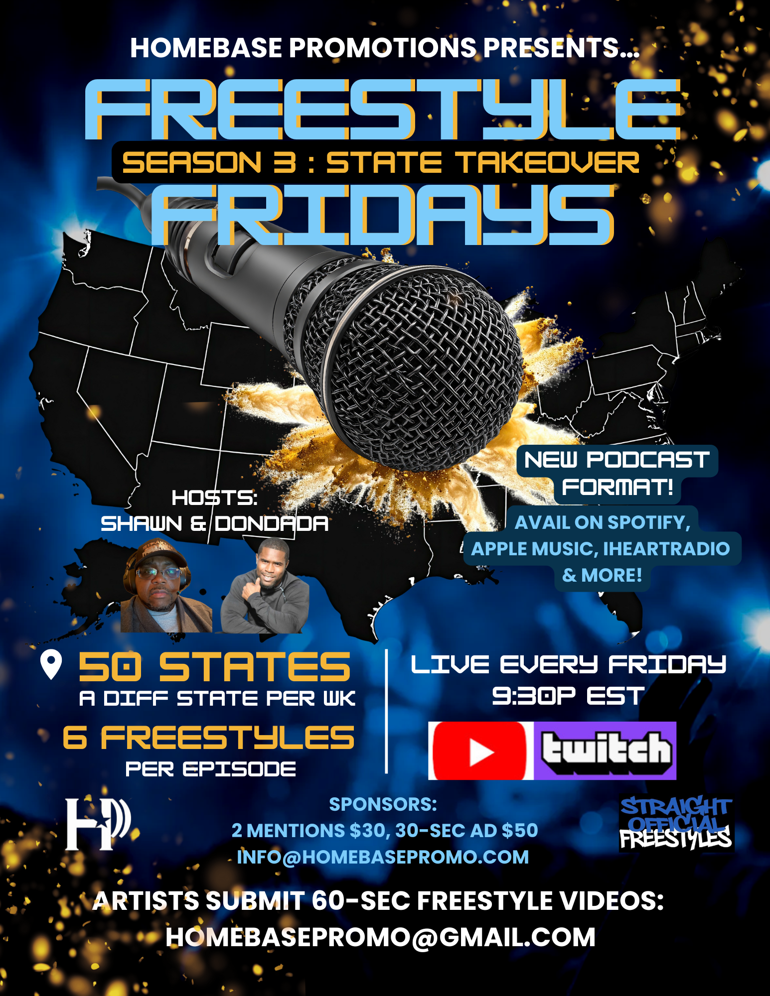 Freestyle Fridays is Fridays on HomeBase Promotions YouTube Live!